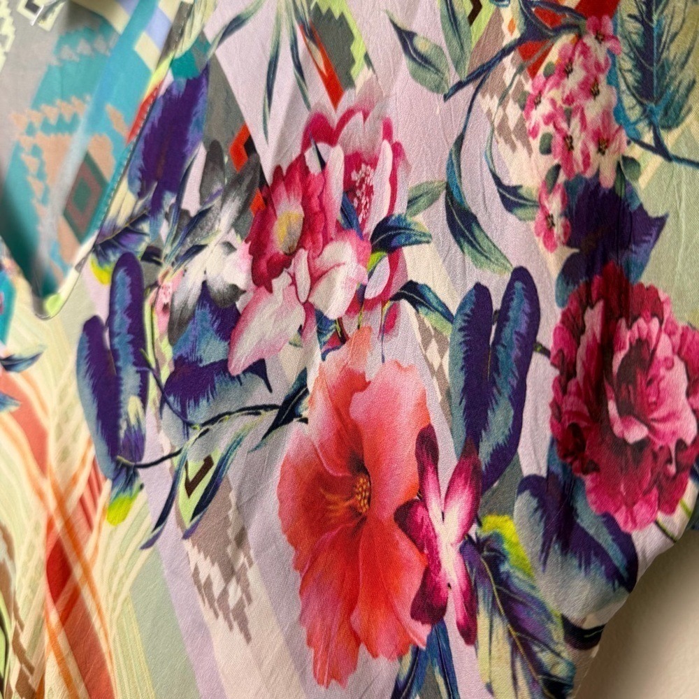 Johnny Was Cupra Rayon Midi Dress Colorful Boho Floral Patchwork size SMALL - Picture 4 of 9